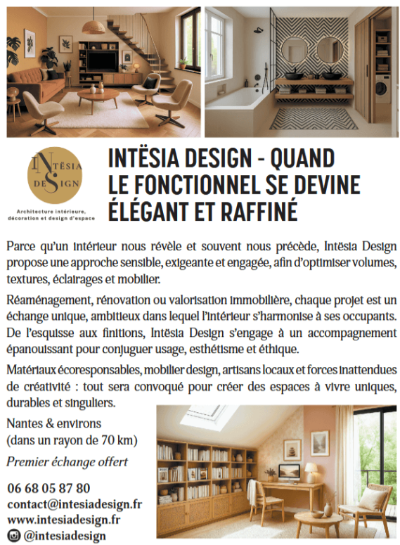 Encart de présentation - Intësia Design - Carnet régional Pays de la Loire Brochure d'Intesia Design présentant des meubles élégants et fonctionnels pour l'intérieur.