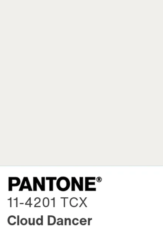 Couleur Pantone 11-4201 TCX, nommée "Cloud Dancer", teinte claire et neutre.