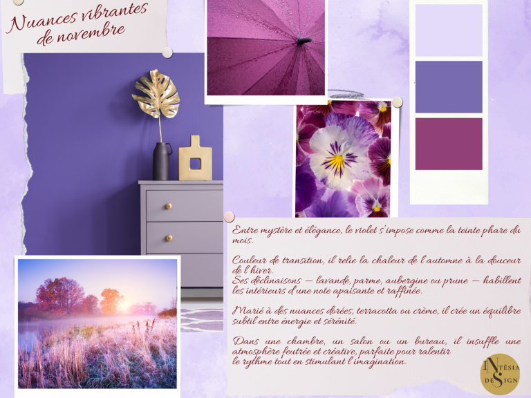 Palette de couleurs violettes - couleur du mois de novembre - Intësia Design