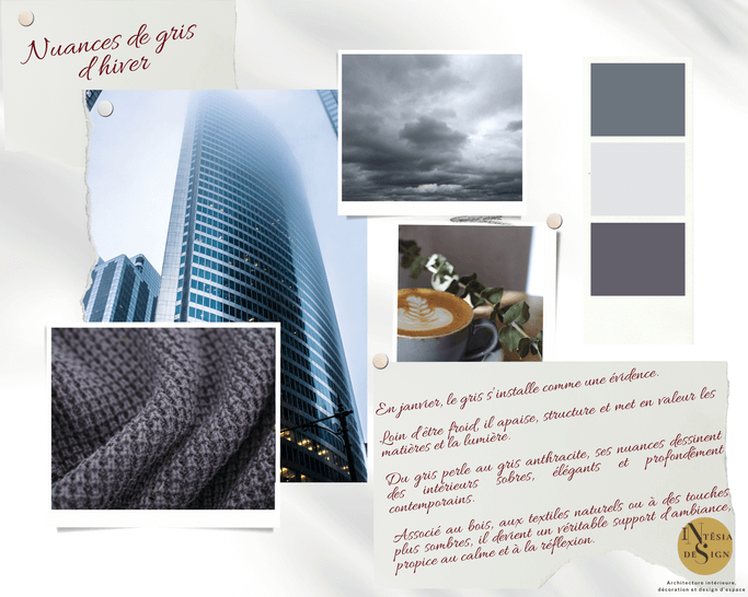 Moodboard autour de la couleur grise - Intësia Design